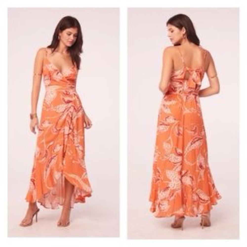 Band of the Free Orange floral tropical maxi dress size small